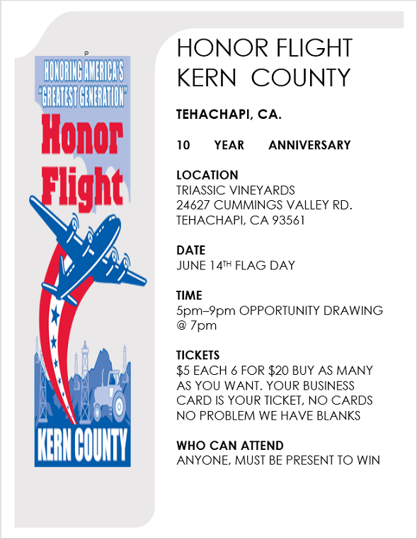 2023 06 14 Honor Flight Kern Co flyer pic